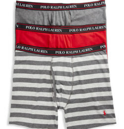 Big & Tall Polo Ralph Lauren 3-Pk Classic Stretch Boxer Briefs - Red Charcoal Multi