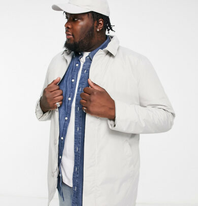 French Connection Plus lined classic trench jacket in off white-Neutral