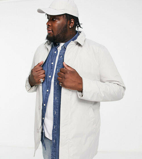 French Connection Plus lined classic trench jacket in off white-Neutral