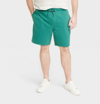 Men's Big & Tall 8.5" Regular Fit Ultra Soft Fleece Pull-On Shorts - Goodfellow & Co Green L