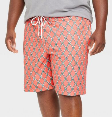 Men's Big & Tall 9" Coral E-Board Swim Shorts - Goodfellow & Co Coral 2, Pink Pink
