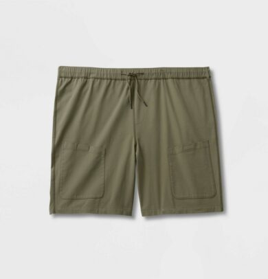 Men's Big & Tall 9.5" Regular Fit Adaptive Tech Chino Shorts - Goodfellow & Co Olive Green 2