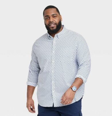 Men's Big & Tall Every Wear Long Sleeve Button-Down Shirt - Goodfellow & Co Royal Blue MT