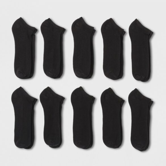Men's No Show Socks 10pk - Goodfellow & Co Black 6-12