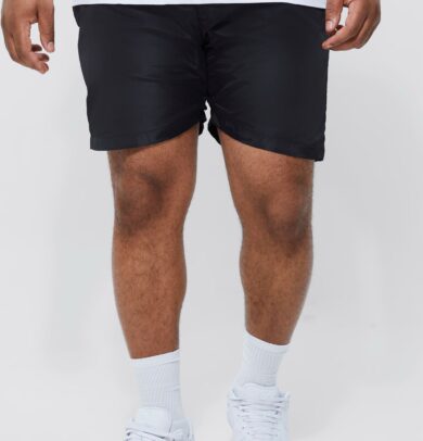 Mens Plus Elasticated Waist Toggle Shorts - Black