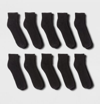 Men's Quarter Socks 10pk - Goodfellow & Co Black 6-12