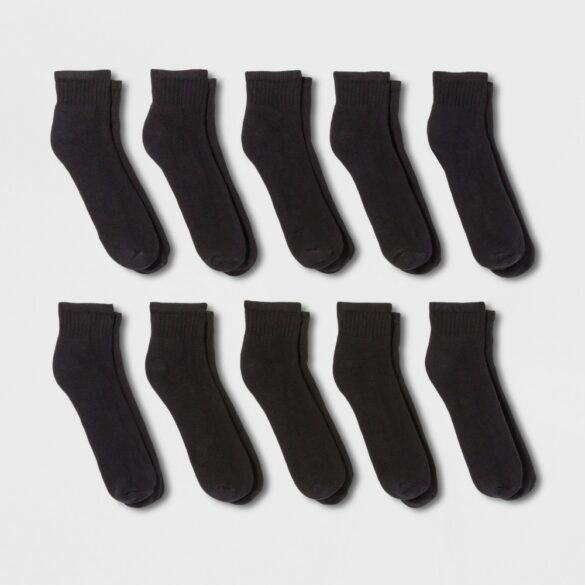 Men's Quarter Socks 10pk - Goodfellow & Co Black 6-12