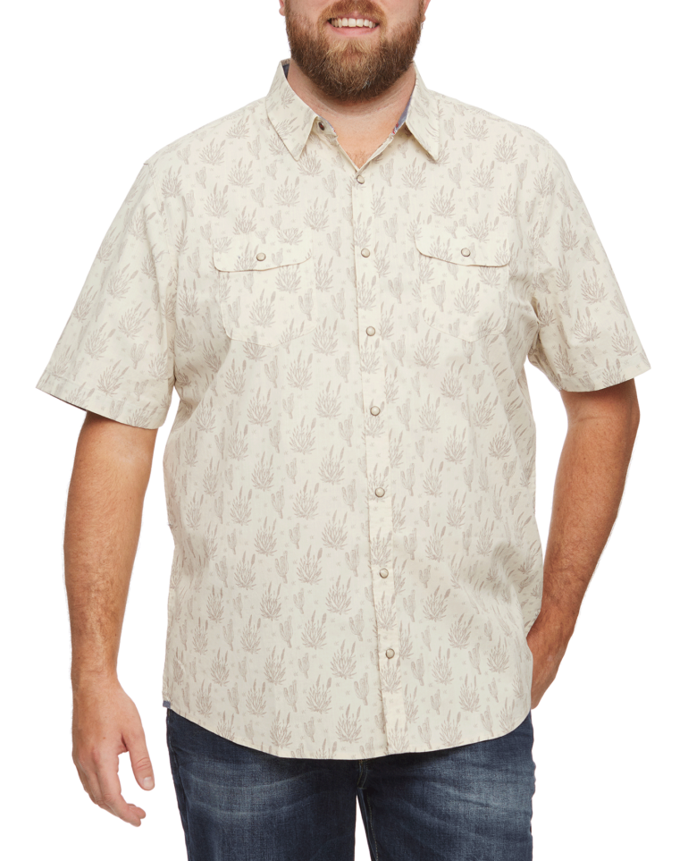 Men's Tempe Cactus Print Shirt Big & Tall | B | Cream | 100% Cotton | Flag & Anthem