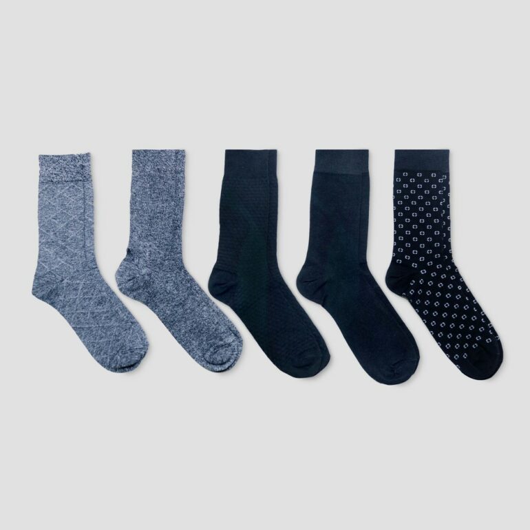 Men's Textured Dress Socks 5pk - Goodfellow & Co Gray/Black 10-13