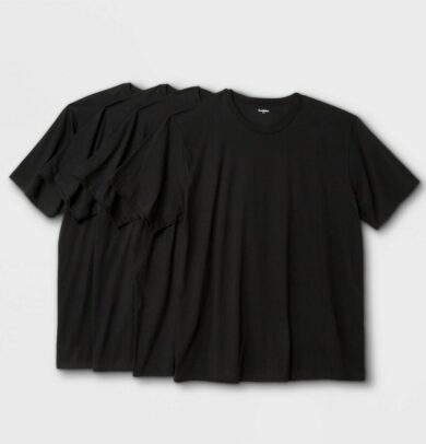 Men's Big & Tall Short Sleeve 4pk Crew-Neck T-Shirt - Goodfellow & Co Black L