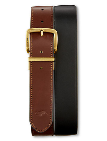 Big & Tall Polo Ralph Lauren Leather Reversible Belt - Black Brown