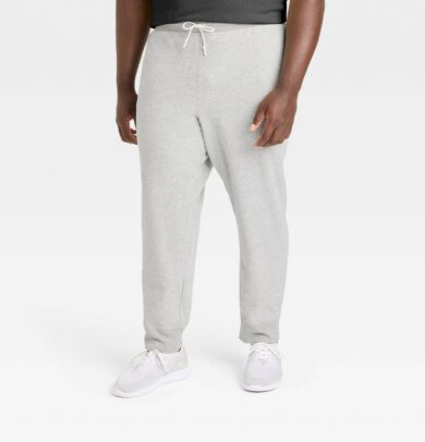 Men's Big Cotton Fleece Joggers - All in Motion™ Light Heathered Gray L