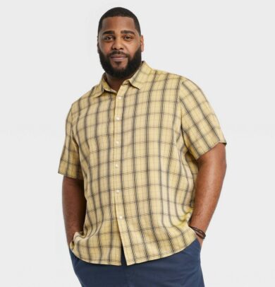 Men's Big & Tall Casual Fit Short Sleeve Button-Down Shirt - Goodfellow & Co™ Yellow