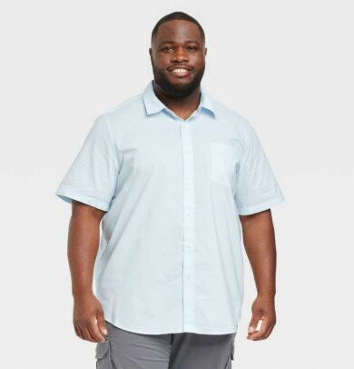 Men's Big & Tall Short Sleeve Button-Down Shirt - Goodfellow & Co™ Blue MT