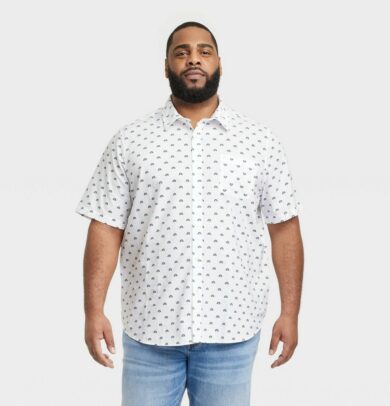 Men's Big & Tall Short Sleeve Button-Down Shirt - Goodfellow & Co™ Off-White MT