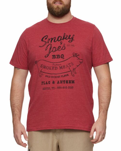 Men's Smokey Joe's Bbq Tee Shirt Big & Tall | Athletic Fit | LB | Red | Flag & Anthem