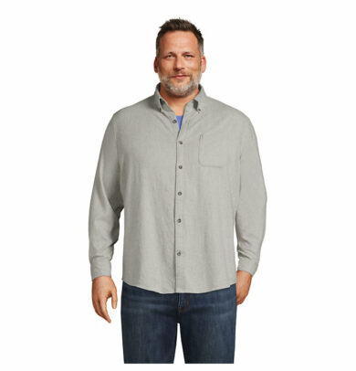 Big and Tall Traditional Fit Flagship Flannel Shirt - Lands' End - Gray - LT