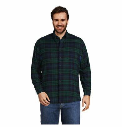 Big and Tall Traditional Fit Flagship Flannel Shirt - Lands' End - Green - LT