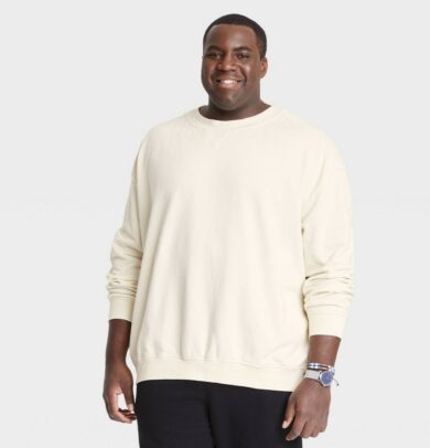 Men's Big & Tall Crewneck Pullover Sweatshirt - Goodfellow & Co™ Off-White LT