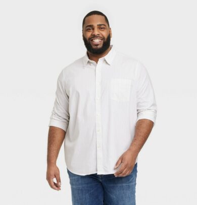 Men's Big & Tall Every Wear Long Sleeve Button-Down Shirt - Goodfellow & Co™ White MT