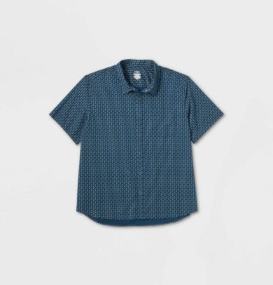Men's Big & Tall Short Sleeve Adaptive Button-Down Shirt - Goodfellow & Co™ Dark Blue L