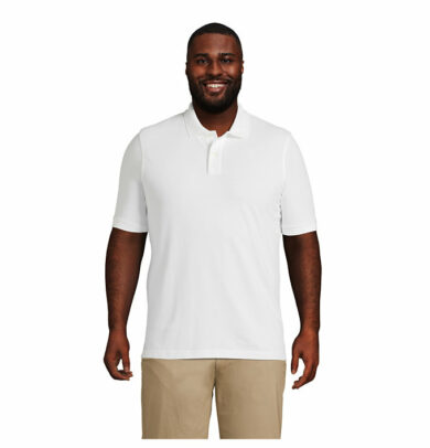 Men's Big and Tall Short Sleeve Comfort-First Mesh Polo Shirt - Lands' End - White - LT