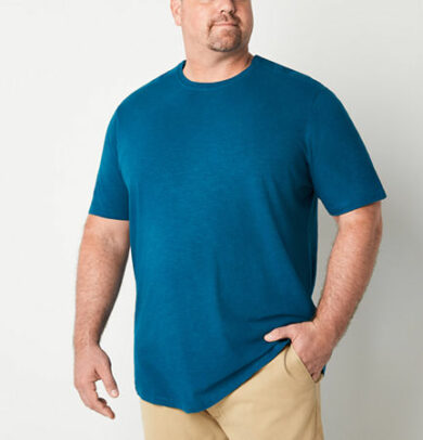 mutual weave Adaptive Big and Tall Mens Crew Neck Short Sleeve Easy-on + Easy-off Adaptive T-Shirt, -large Tall, Blue