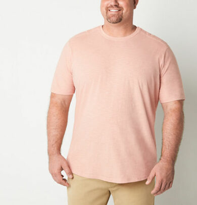 mutual weave Adaptive Big and Tall Mens Crew Neck Short Sleeve Easy-on + Easy-off Adaptive T-Shirt, -large Tall, Pink