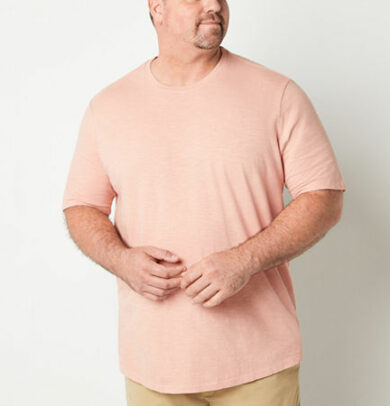 mutual weave Big and Tall Mens Crew Neck Short Sleeve T-Shirt, -large Tall, Pink