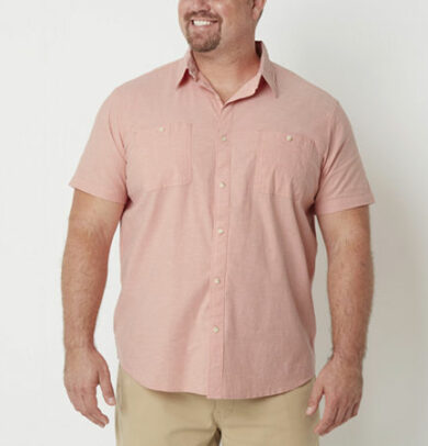 mutual weave Big and Tall Mens Easy-on + Easy-off Adaptive Classic Fit Short Sleeve Button-Down Shirt, -large Tall, Orange