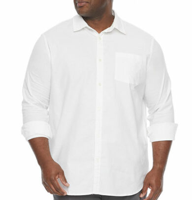 mutual weave Big and Tall Mens Regular Fit Long Sleeve Button-Down Shirt, -large Tall, White