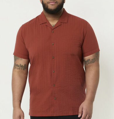mutual weave Big and Tall Mens Short Sleeve Easy-on + Easy-off Adaptive Camp Shirt, -large Tall, Orange