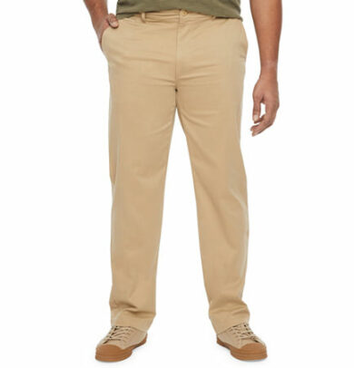 mutual weave Mens Big and Tall Relaxed Fit Flat Front Pant, 36 38, Beige