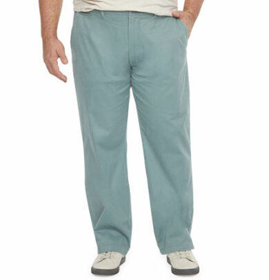 mutual weave Mens Big and Tall Relaxed Fit Flat Front Pant, 40 38, Green