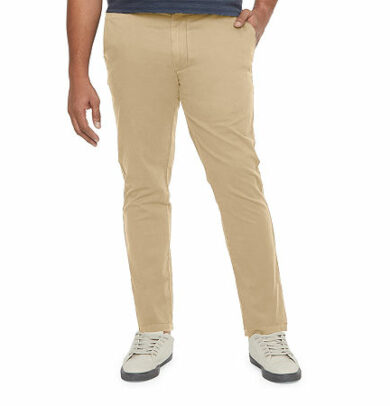 mutual weave Mens Big and Tall Slim Fit Flat Front Pant, 48 32, Beige