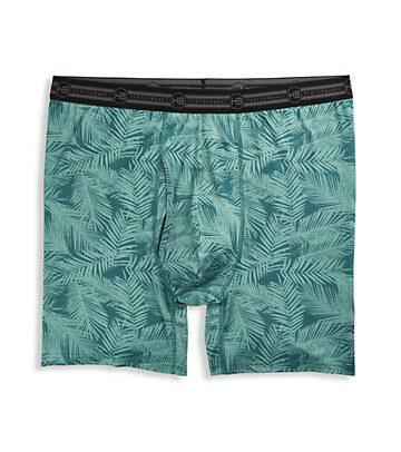 Big & Tall Harbor Bay Tropical Leaf Print Performance Boxer Briefs - Bayberry