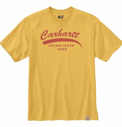 Carhartt Men's Cotton Relaxed Fit Heavyweight Short-Sleeve Script Graphic T-Shirt | Sundance Heather |