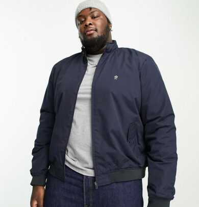 French Connection Plus lined harrington jacket in navy