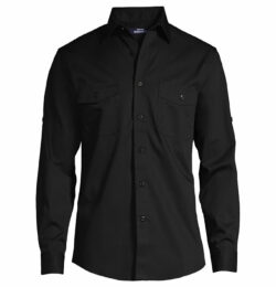 Men's Big Long Sleeve Straight Collar Work Shirt - Lands' End - Black - L