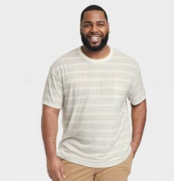 Men's Big & Tall Short Sleeve Hemp Cotton T-Shirt - Goodfellow & Co™ Light Teal Blue/Striped MT