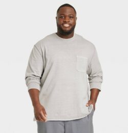 Men's Big & Tall Standard Fit Crewneck Long Sleeve T-Shirt - Goodfellow & Co™ Gray MT