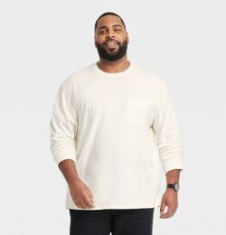 Men's Big & Tall Standard Fit Long Sleeve Crewneck T-Shirt - Goodfellow & Co™ White MT