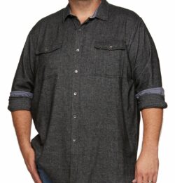 Men's Burnsville Stretch Flannel Shirt Big & Tall | Athletic Fit | 2B | Grey | Cotton / Spandex | Flag & Anthem
