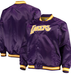 Men's Mitchell & Ness Purple Los Angeles Lakers Big & Tall Hardwood Classics Raglan Satin Full-Snap Jacket