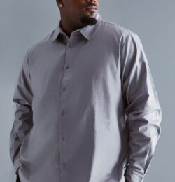 Mens Plus Lightweight Long Sleeve Shirt - Grey