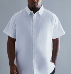 Mens Plus Lightweight Short Sleeve Shirt - White