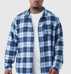 Mens Plus Regular Flannel Flannel Shirt - Blue