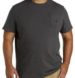 Big & Tall Nautica Solid Crewneck Pocket T-Shirt - Charcoal Heather