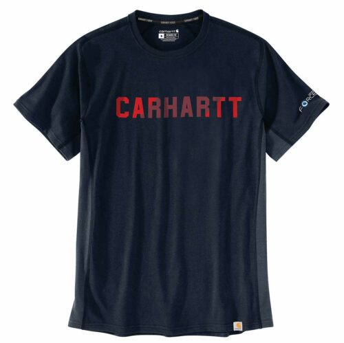 Carhartt Force Relaxed Fit Midweight Short-Sleeve Block Logo Graphic T-Shirt | Navy | L