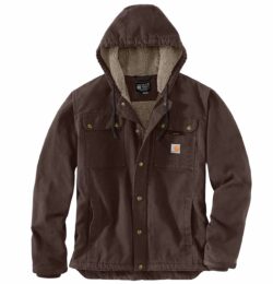 Carhartt Men's Relaxed Fit Washed Duck Sherpa-Lined Utility Jacket | Dark Brown | L